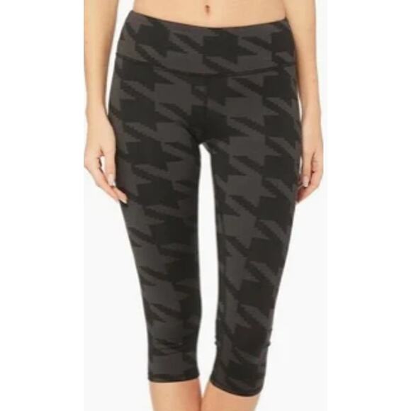 Alo Yoga Size S High Waist Airbrush Houndstooth Cropped Leggings Workout Gym
